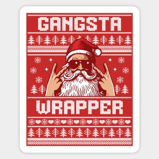 Gangsta Wrapper - Funny Santa Claus Ugly Christmas Sweater Sticker